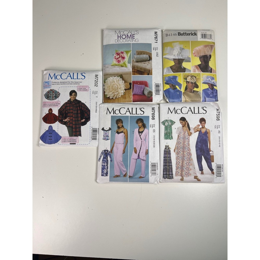 McCalls Butterick Sewing Patterns Lot M7020 M7598 M7698 B4146 Home Decorating