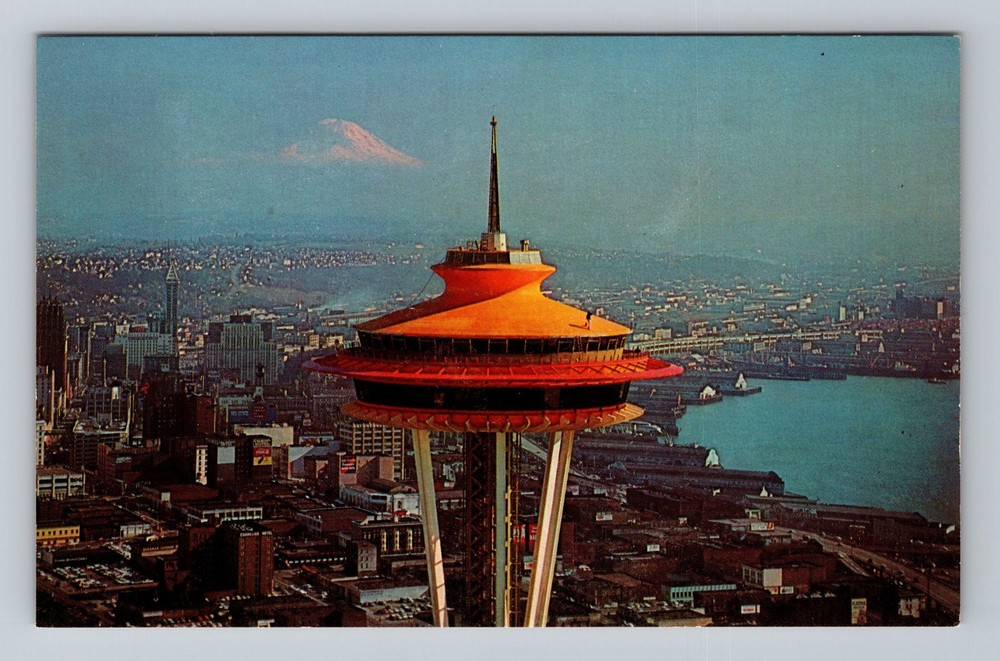 Seattle WA-Washington Aerial The Space Needle Vintage Postcard