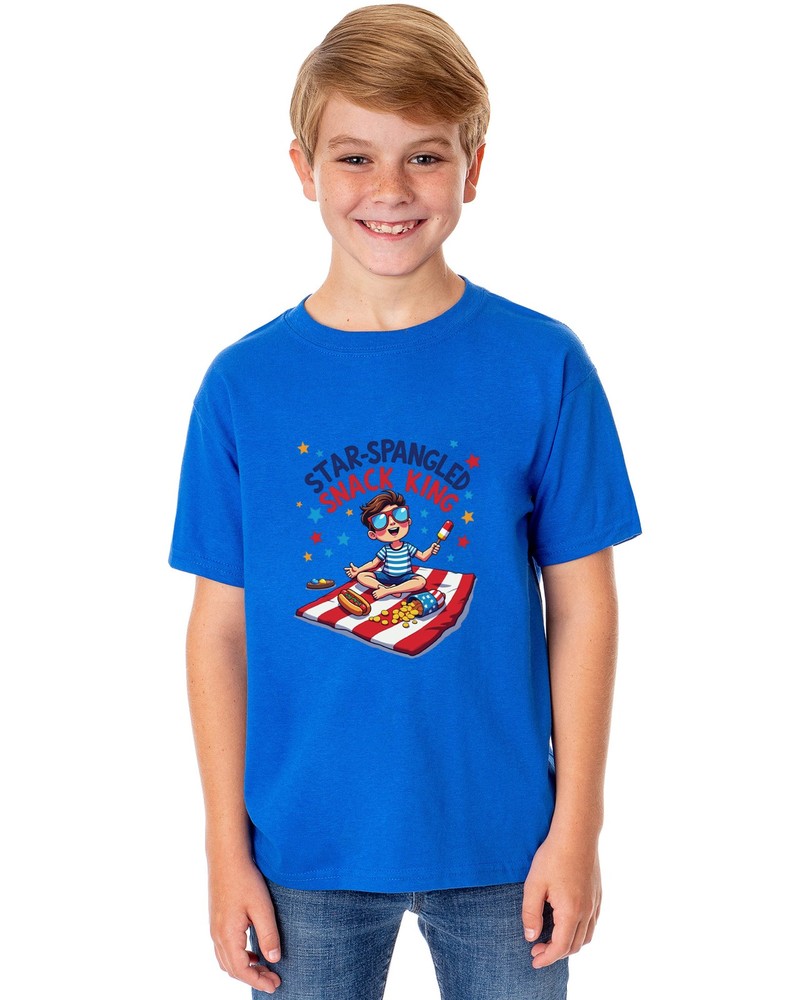 Star-Spangled Snack King Boys' 4th of July Short-Sleeve Parody Funny T-Shirt
