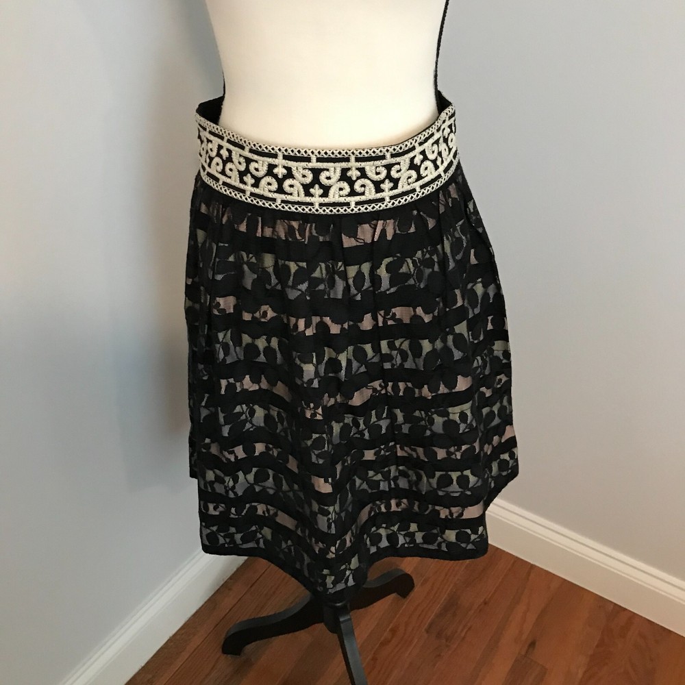 Anthropologie Floreat Charente Striped Lace A-Line Skirt - Size 6