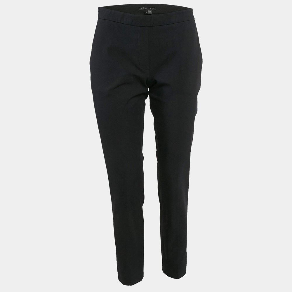 Theory Black Cotton Blend Gabardine Pants S