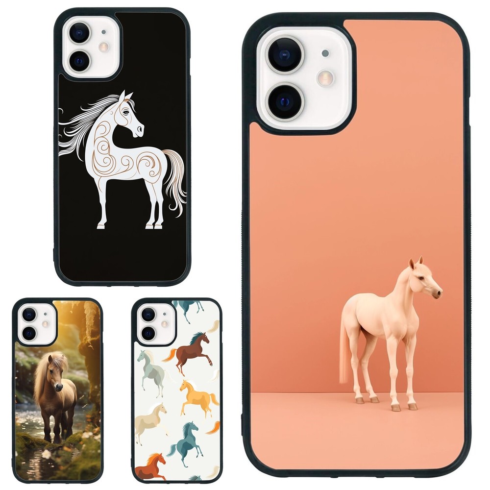 For iPhone XS XR 6 7 8 Plus SE 2nd 3rd white horse pony cartoon Shockproof Cover