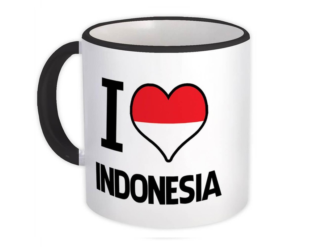 Gift Mug : I Love Indonesia Flag Heart Country Crest Indonesian Expat