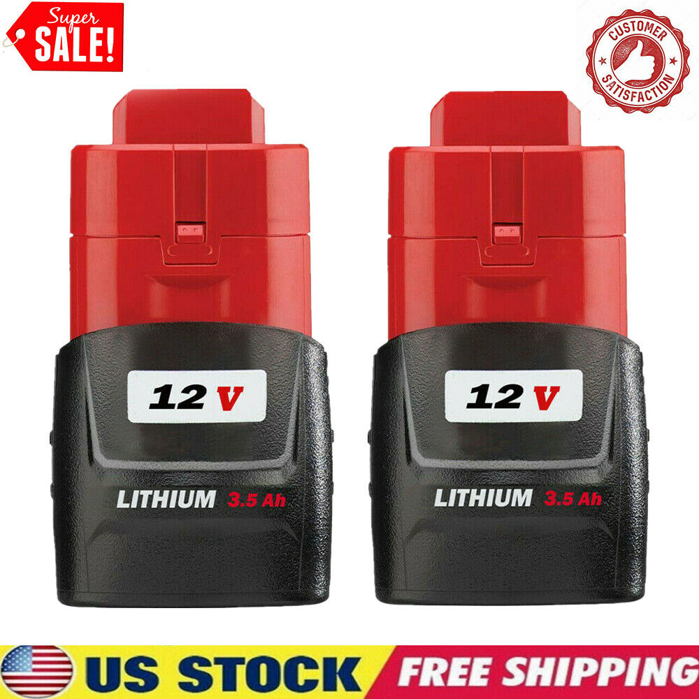2-Pack Milwaukee M12 M12B2 12V Extended Capacity Battery 48-11-1860 US