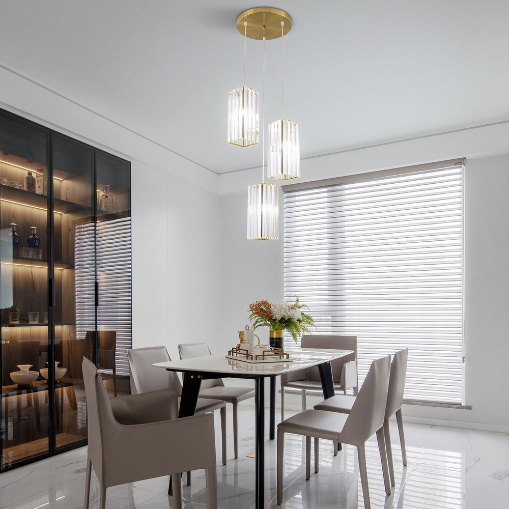 3-Light Adjustable Height Ceiling Chandelier Pendant Lamp Fixture