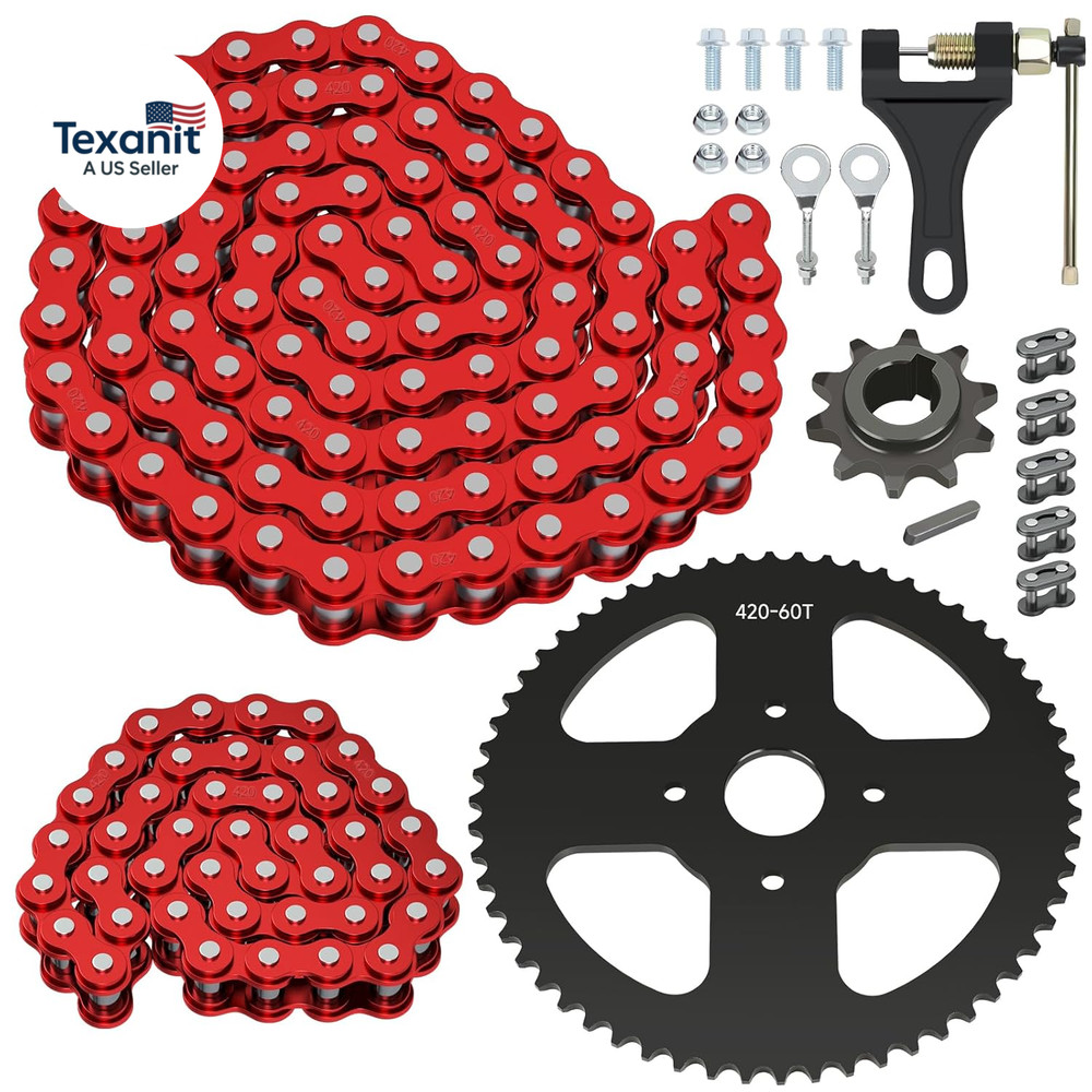 60 Tooth Sprocket 420 Mini Bike Chain Kit Replacement for Coleman CT200U CT200U-