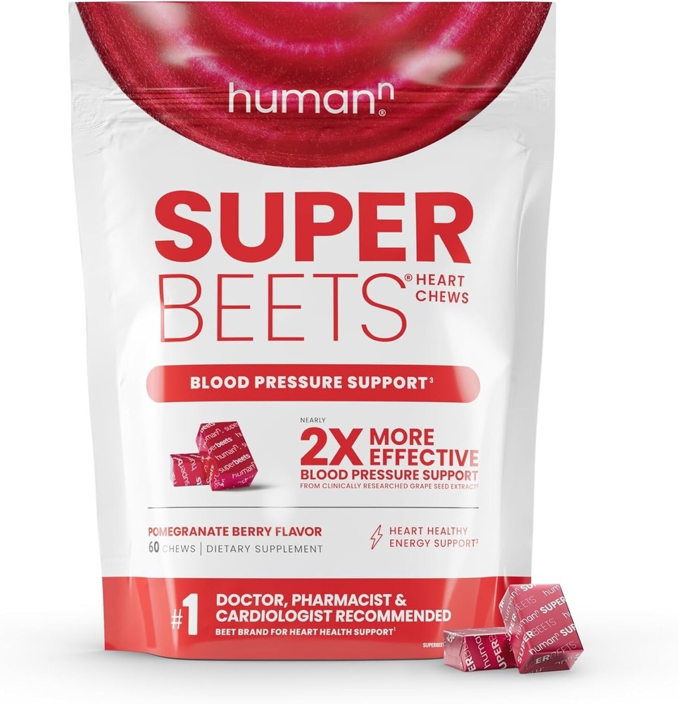 Nutritious SuperBeets Heart Chews with Grape Seed Extract - 60 Gluten-Free Chews