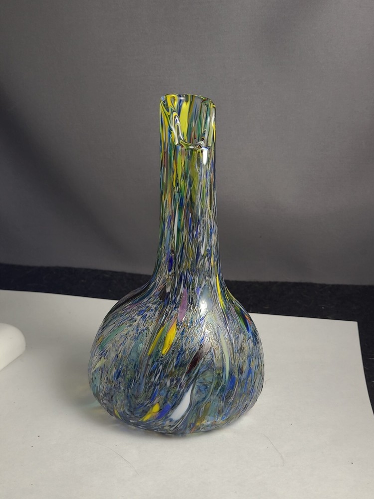Multi colored hand blown glass Vase