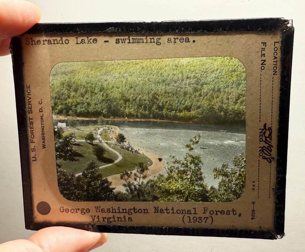 Sherando Lake beach swimming George Washington Forest VA hand tinted GLASS SLIDE