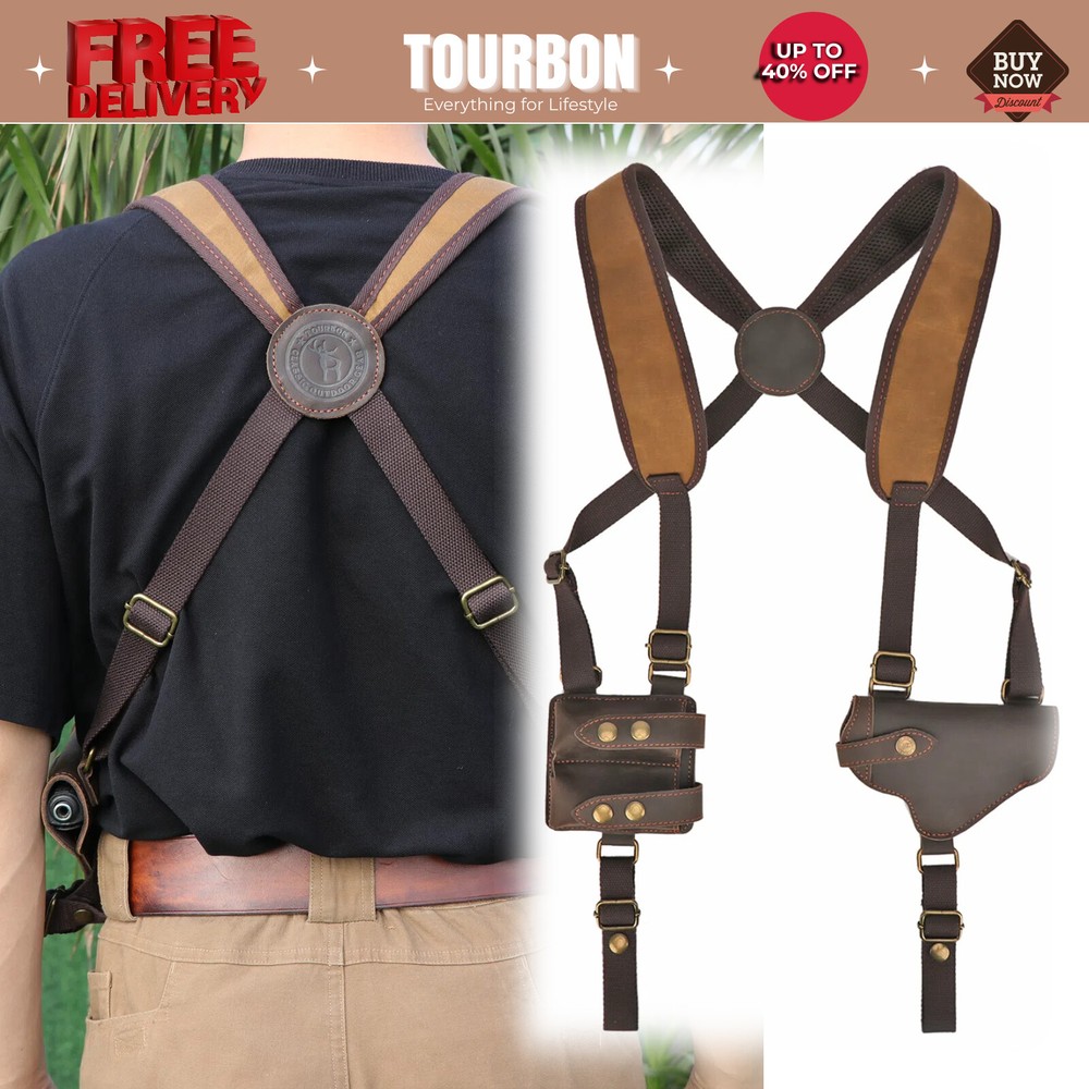 Tourbon Tactical Shoulder Gun Holster Pistol Carry Wear Revolver Pack Mag Pouch