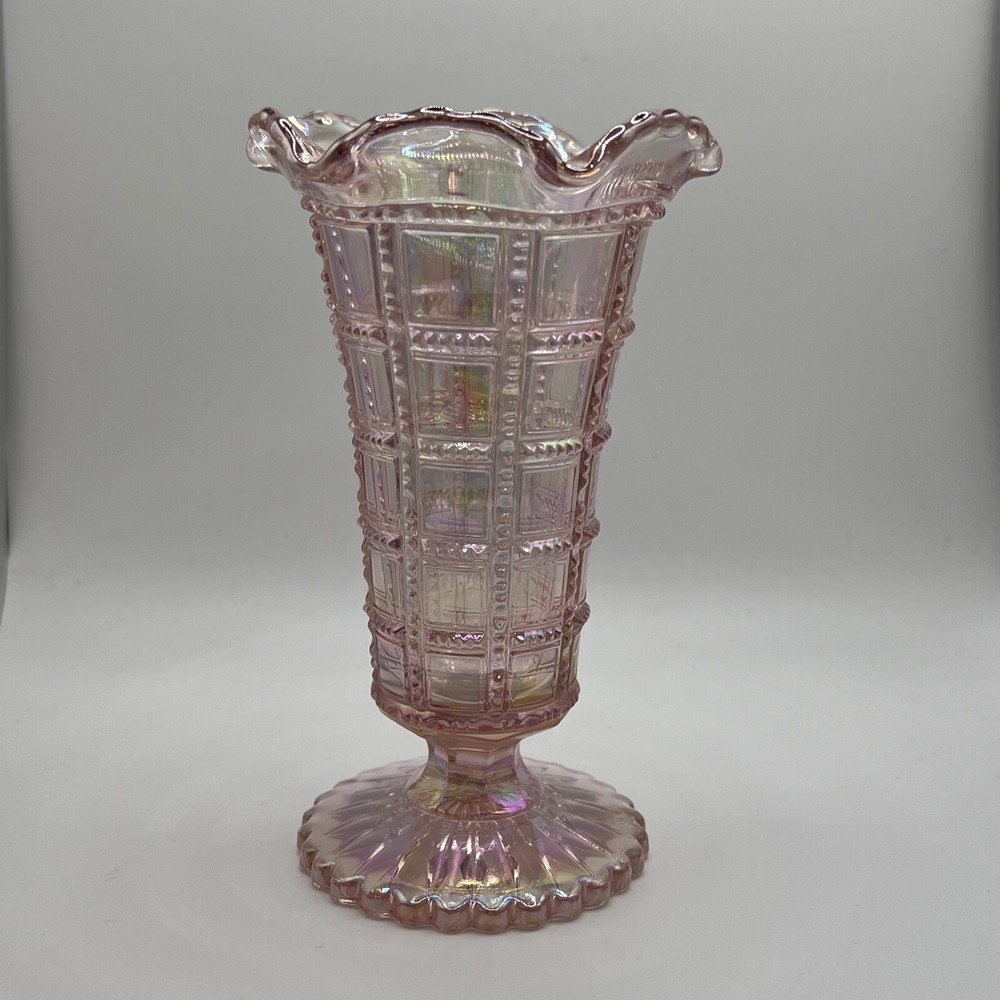 Pink Imperial Glass Iridescent Carnival Glass 6 1/4
