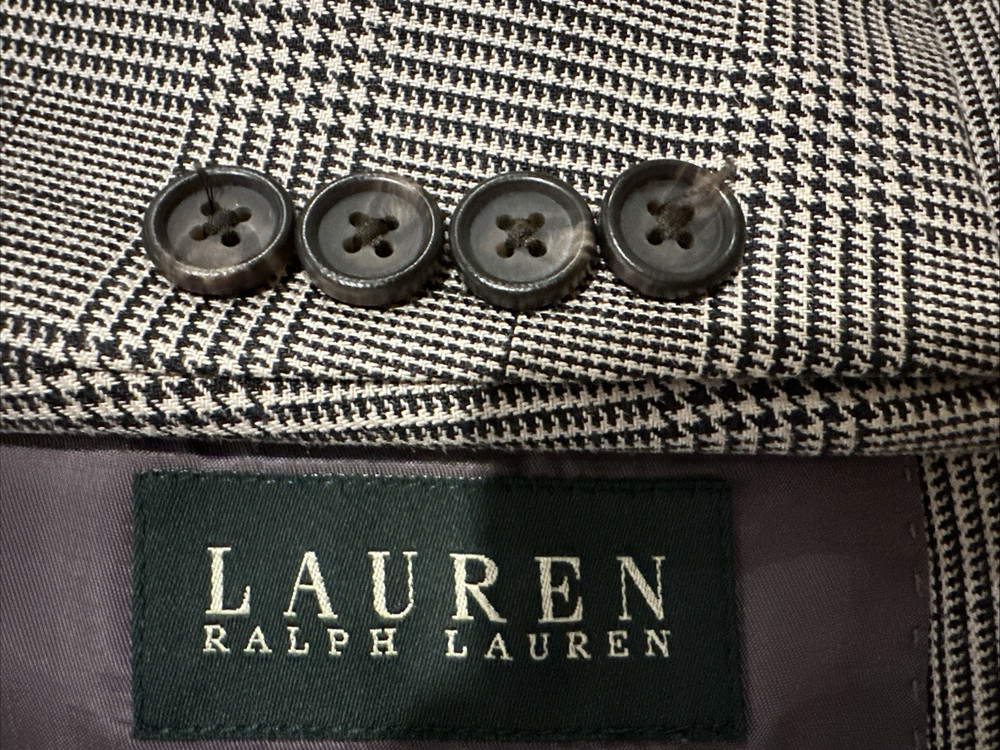Lauren Ralph Lauren Silk Wool Blend Gray  Plaid Blazer Jacket 44R
