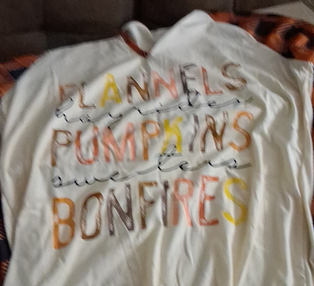 Women's Juniors Plaid Raglan Sleeve Graphic Fall T-Shirt Orange White Size 7