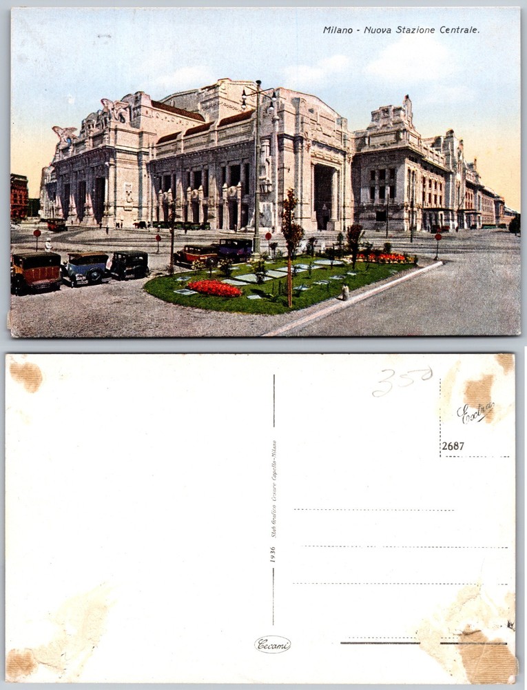 Stazione Centrale Milano Italy Cars Postcard