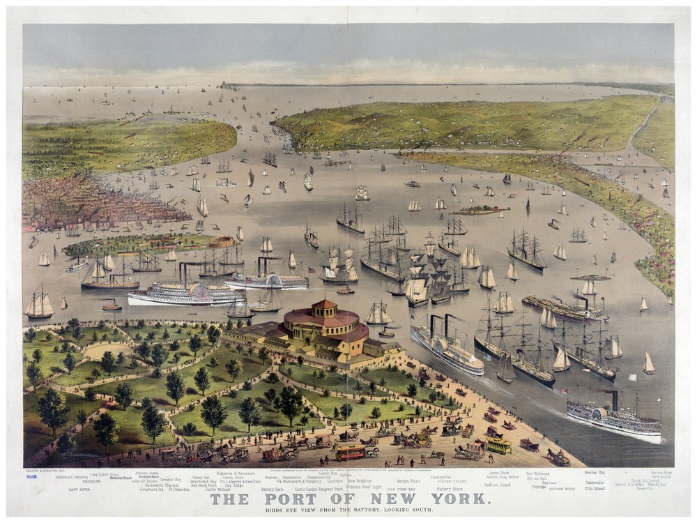 4461.Port of New York.birds eye view from battery.POSTER.decor Home Office art