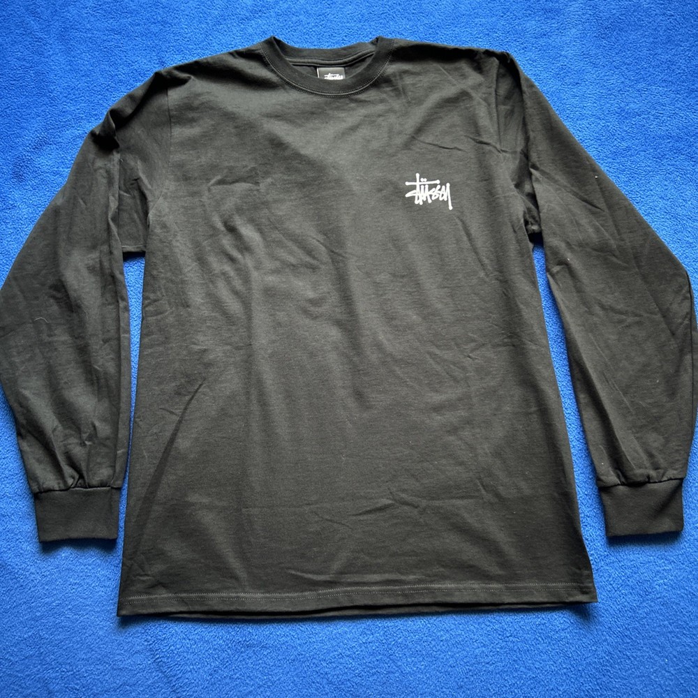 Stussy Men's Long Sleeve Graphic Logo T-Shirt Black Size S