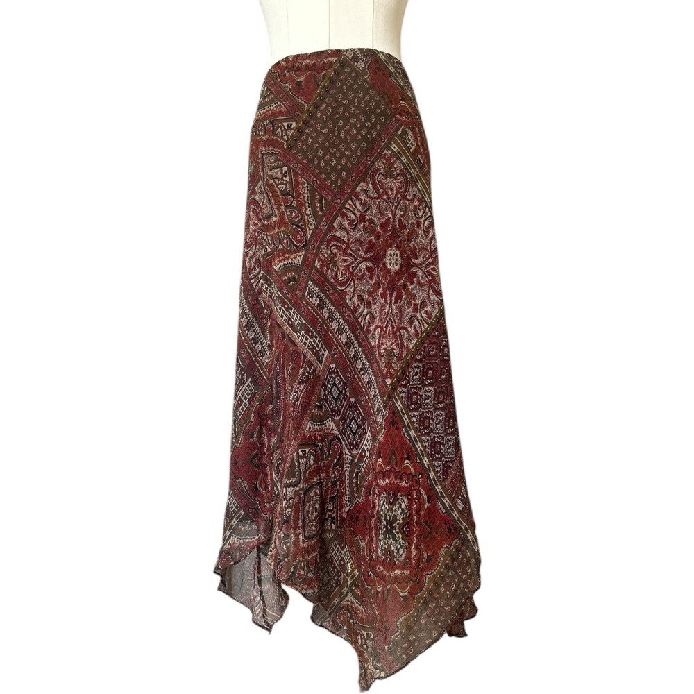 Charter Club 100% Silk Paisley Asymmetrical Skirt - Size 8 316