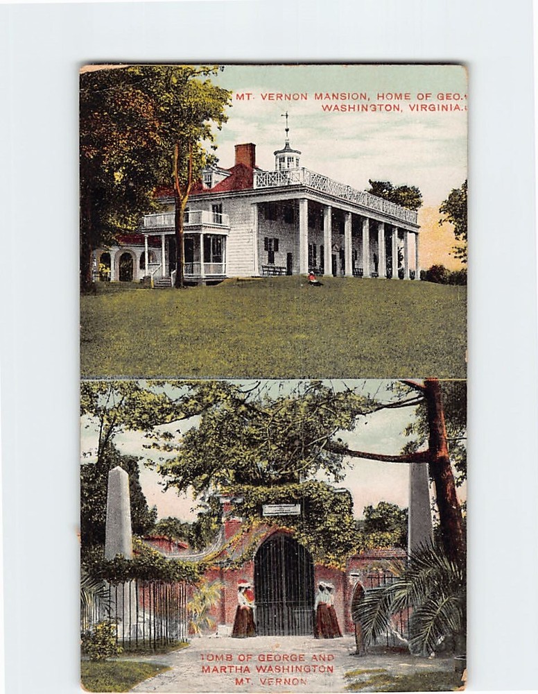 Postcard Mt. Vernon Mansion & Tomb of George and Martha Washington Virginia USA