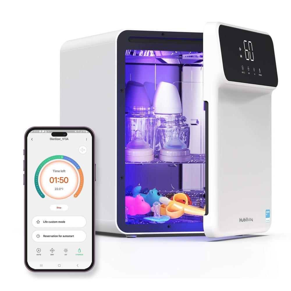 HubiBaby 4-in-1 UVC Sterilizer and Dryer for Baby Bottles with XL Capacity