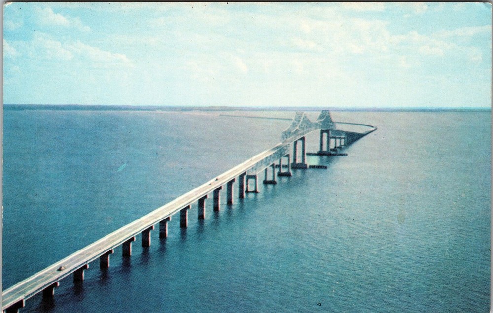 FL-Florida, Sunshine Skyway Bridge, Aerial View, Vintage Postcard