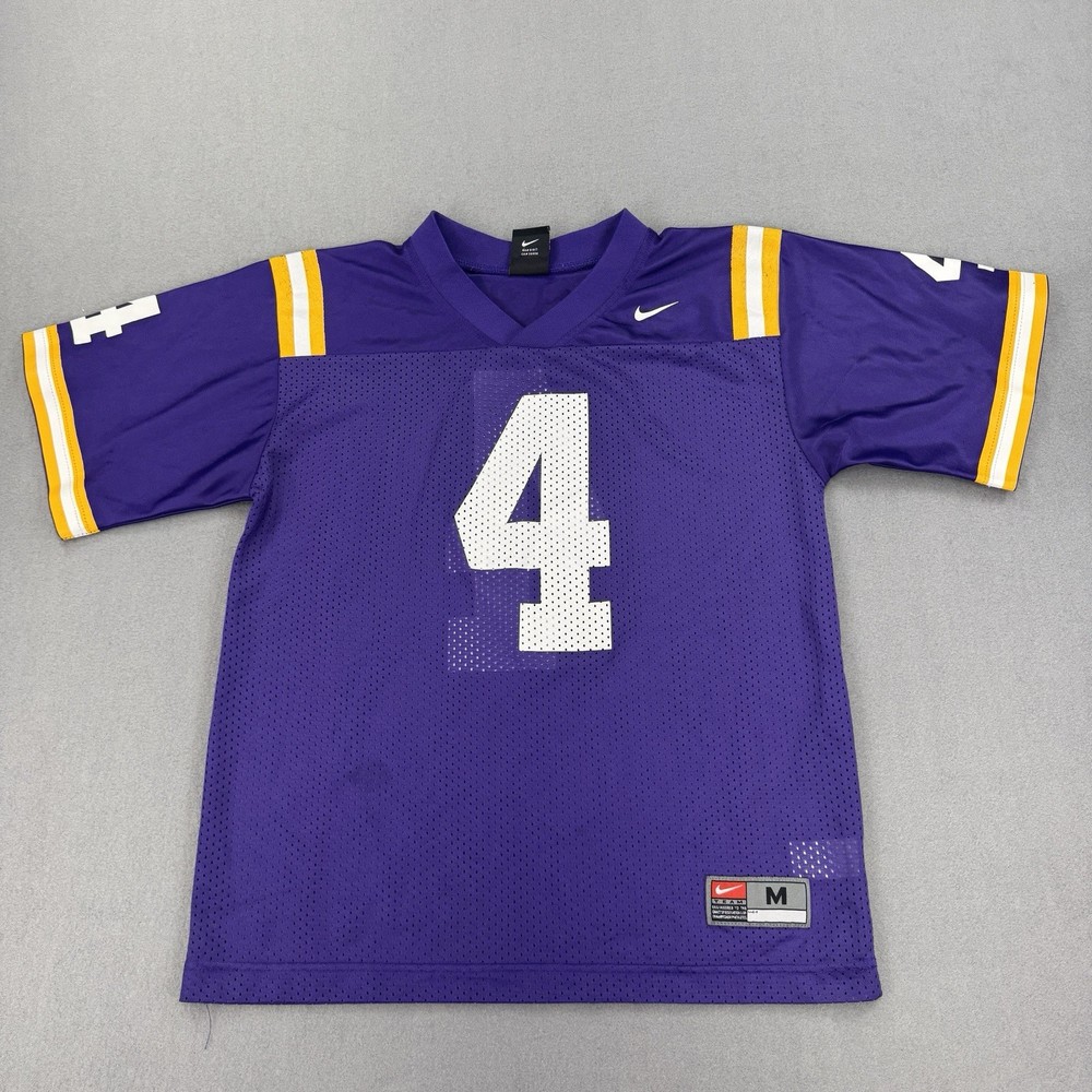 Vintage Nike LSU Tigers purple youth medium boys Russell #4 NCAA College jersey