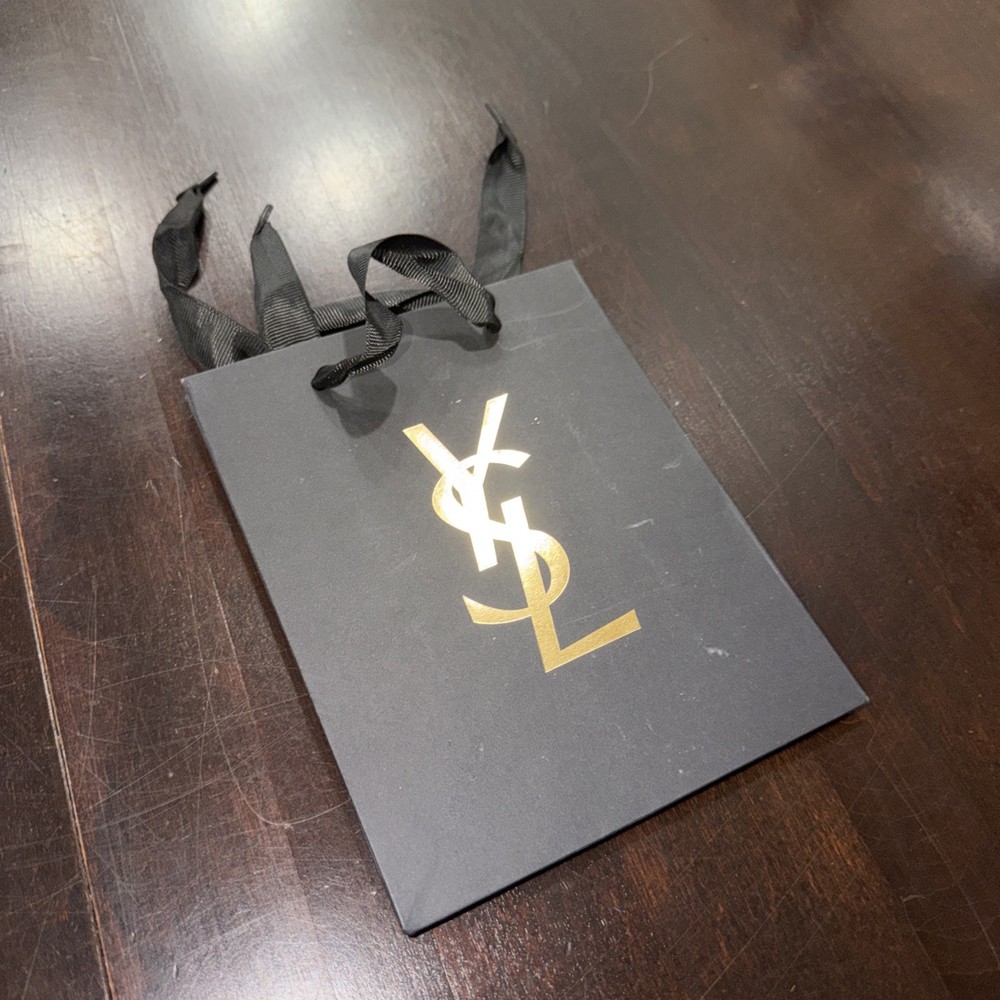 Yves Saint Laurent small shopping bag black YSL holiday gift paper bag