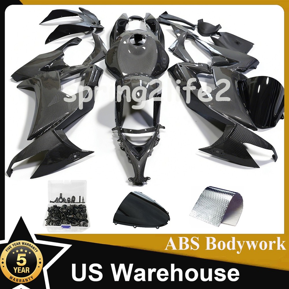 Carbon Fiber Bodywork Fairing Kit+Bolts For Kawasaki Ninja ZX10R 2008 2009 2010