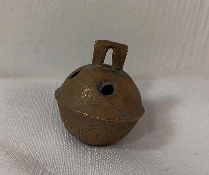 Number 3 Antique Brass Crotal / Sleigh Petal Bell  - Rings - CRACKED/FLAWS