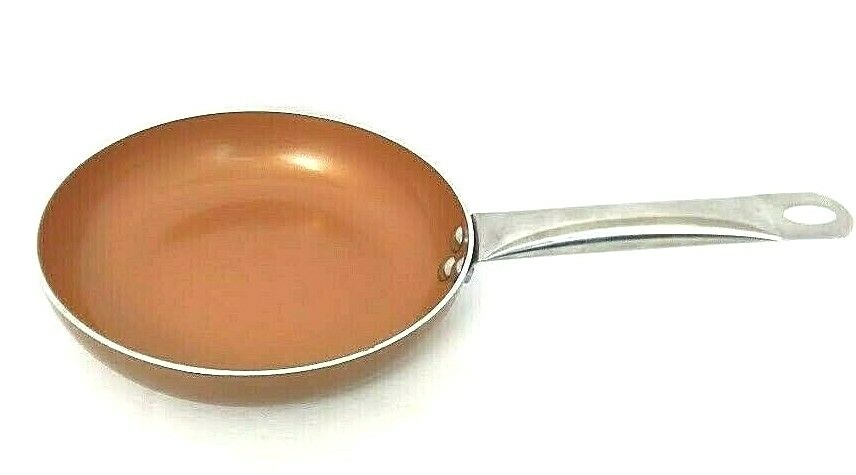 Cookware Skillet Saute Fry Pan 8 Inch Non Stick Copper 7.5 Inch Silver Handle