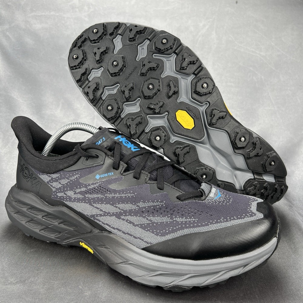HOKA Men's 10.5 D Speedgoat 5 GTX Spike Black Trail Hiking Shoes 1133550 BBLC