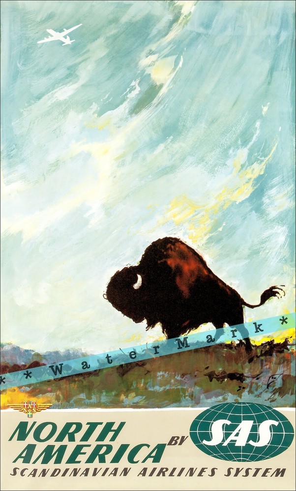 North America 1962 Air Travel Print Vintage Poster Retro Style Art Home Décor