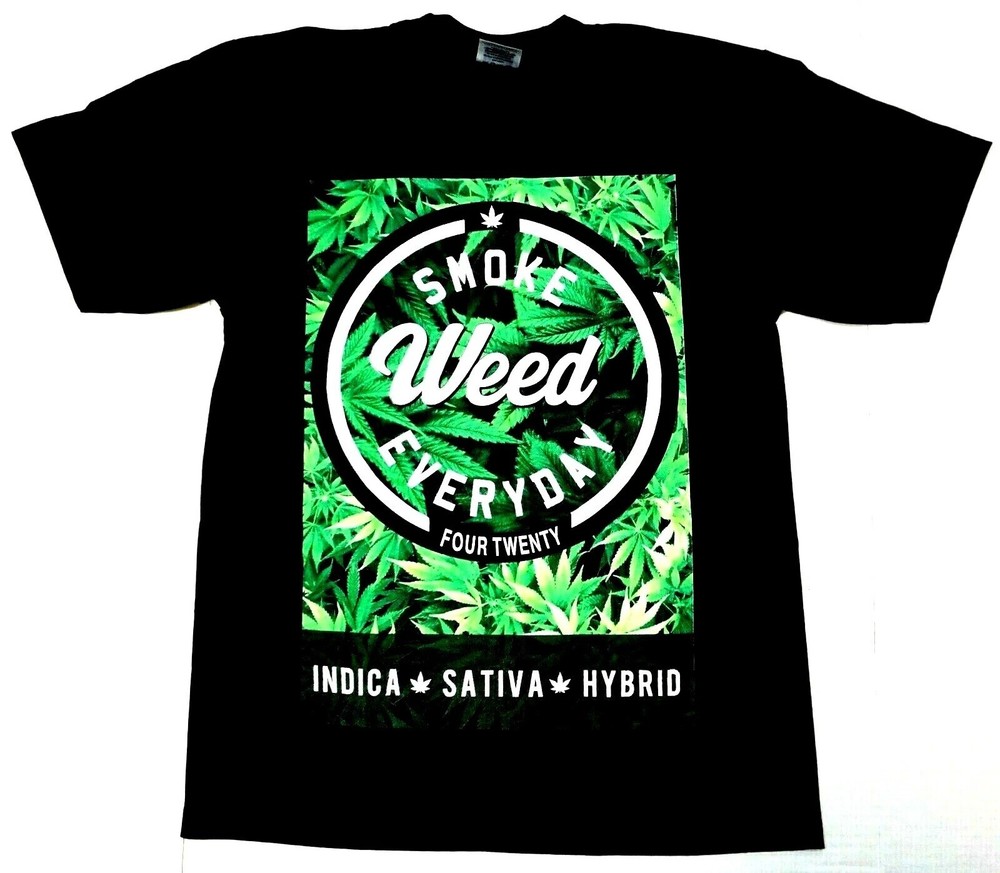 MARIJUANA T-shirt Smoke Weed Everyday 420 Pot Blunt Tee Men's 100% Cotton New