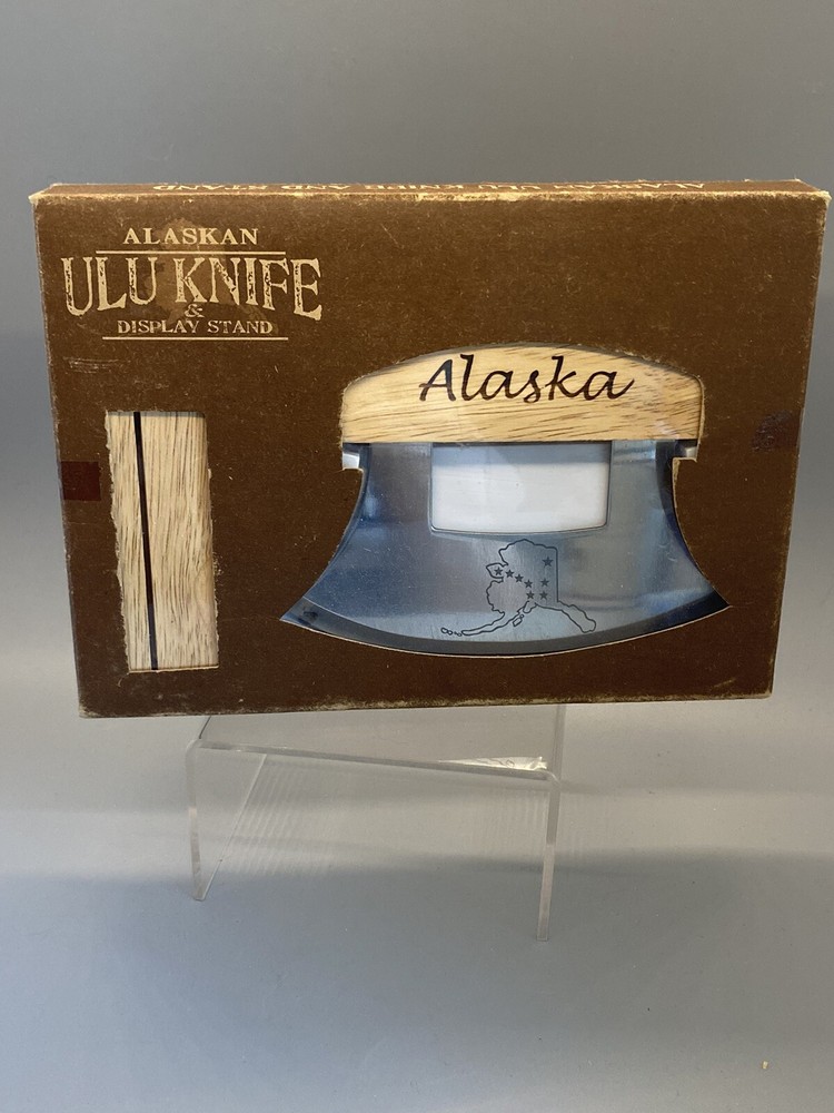 Alaska Alaskan Ulu Knife W/stand. New. Unused. Etched Blade & Handle.
