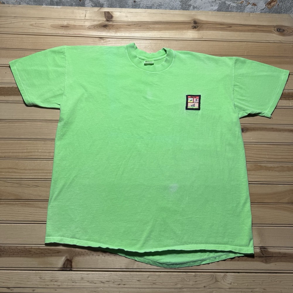 Vintage 80s Tri-Fit Swimming Running Cycling Triathlon Sports Neon Shirt - 2XL