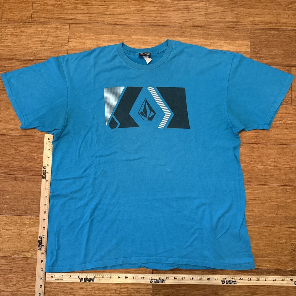 Volcom Tee - Urban Fashion Diamond Pyramid Volcom Logo Blue & White T Shirt Med