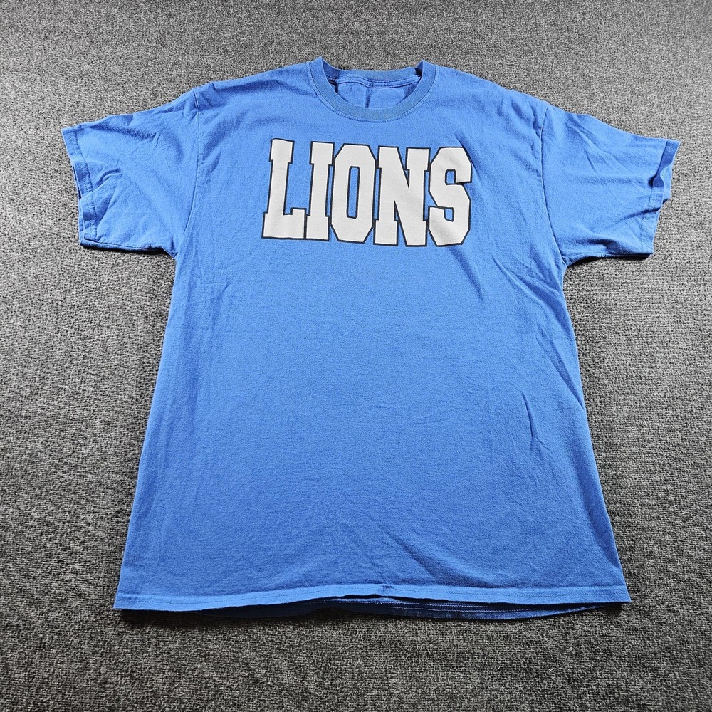 Detroit Lions Shirt Mens Large Blue  Graphic Tee Sports Short Sleeve Game
