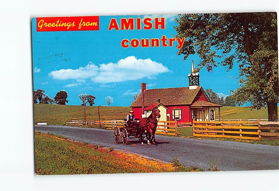Postcard Little Red Schoolhouse Amish Country Pennsylvania USA