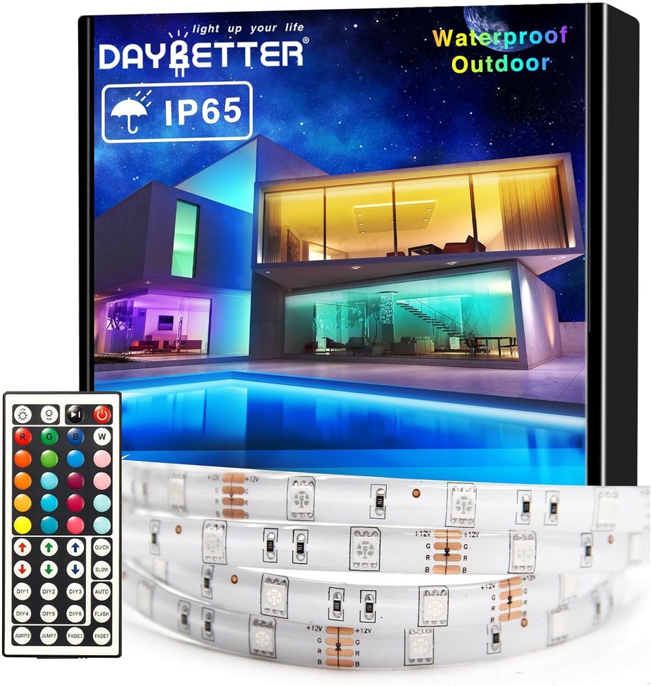DAYBETTER Waterproof Led Lights for Bedroom, 32.8ft (2 32.8ft, Multicolor
