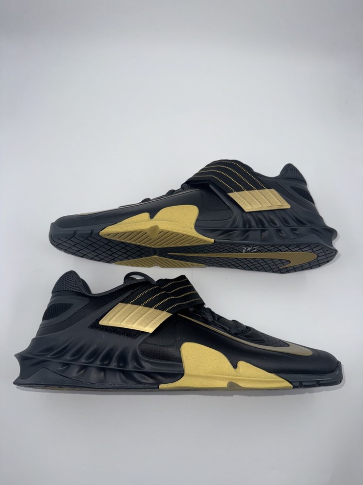 Nike Savaleos Men's Black Gold Weightlifting Training Shoes CV5708-001 Size 10.5
