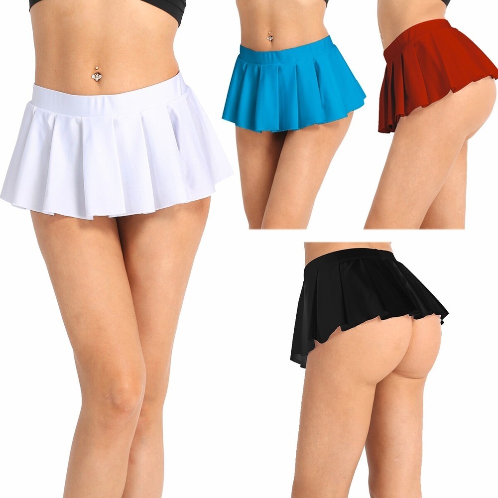 Women Schoolgirl Pleated Mini Skirt Micro Dress Pleated Cosplay Costumes