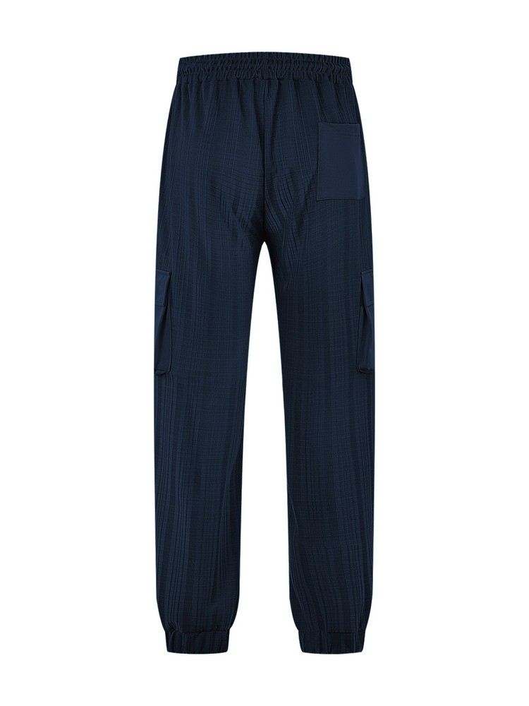 Men Casual Linen Cotton Drawstring Long Sports Trousers