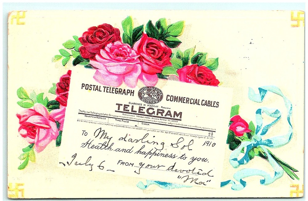 S04-5234, Postal Telgraph, *1910 Pmk, ** Postcard With Swastika Sign