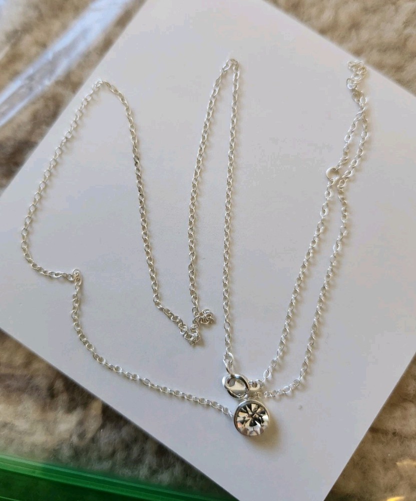 925 Sterling Silver Single Stud Stone Necklace