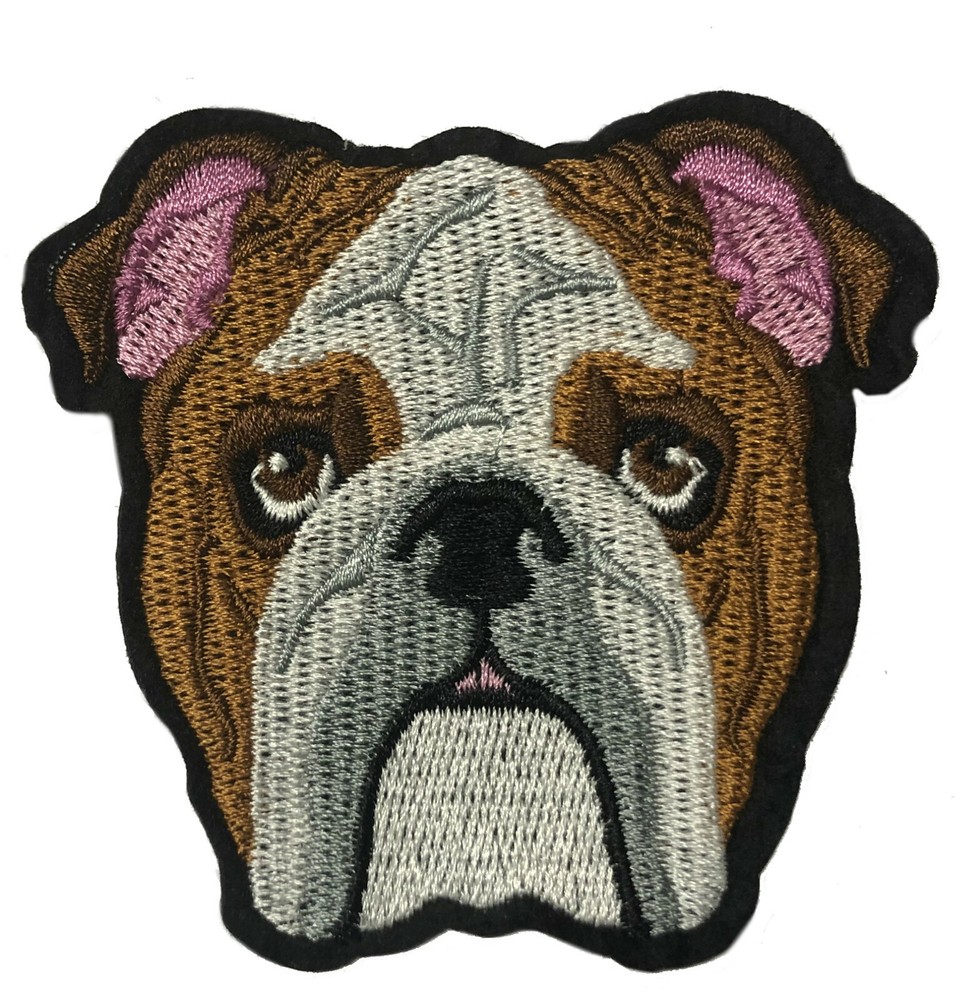 ENGLISH BULLDOG iron-on PATCH embroidered APPLIQUE DOG CANINE PET SOUVENIR CRAFT
