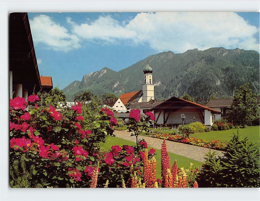 Postcard Scenic View in Oberammergau in Bavaria Germany