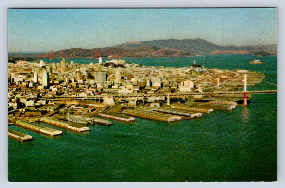 Air View San Francisco California vintage postcard Golden Gate Alcatraz