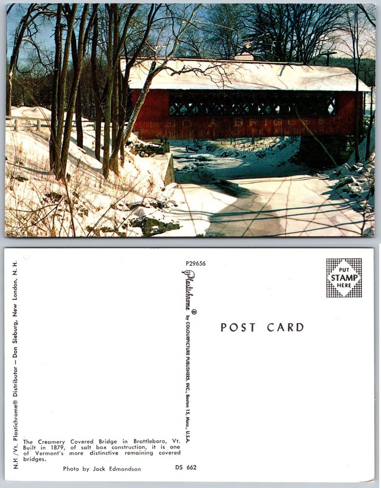 Creamery Covered Bridge Brattleboro VT Postcard