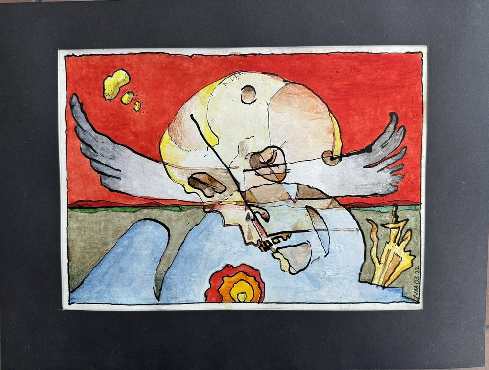 Original Russian Abstract Composition, Graphics, Postmodernism, Signed.-image