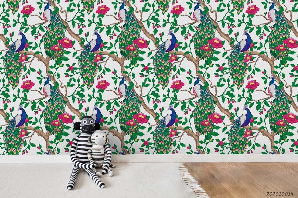 3D Peacock Flower Pattern Wall Murals Wallpaper Murals Wall Sticker