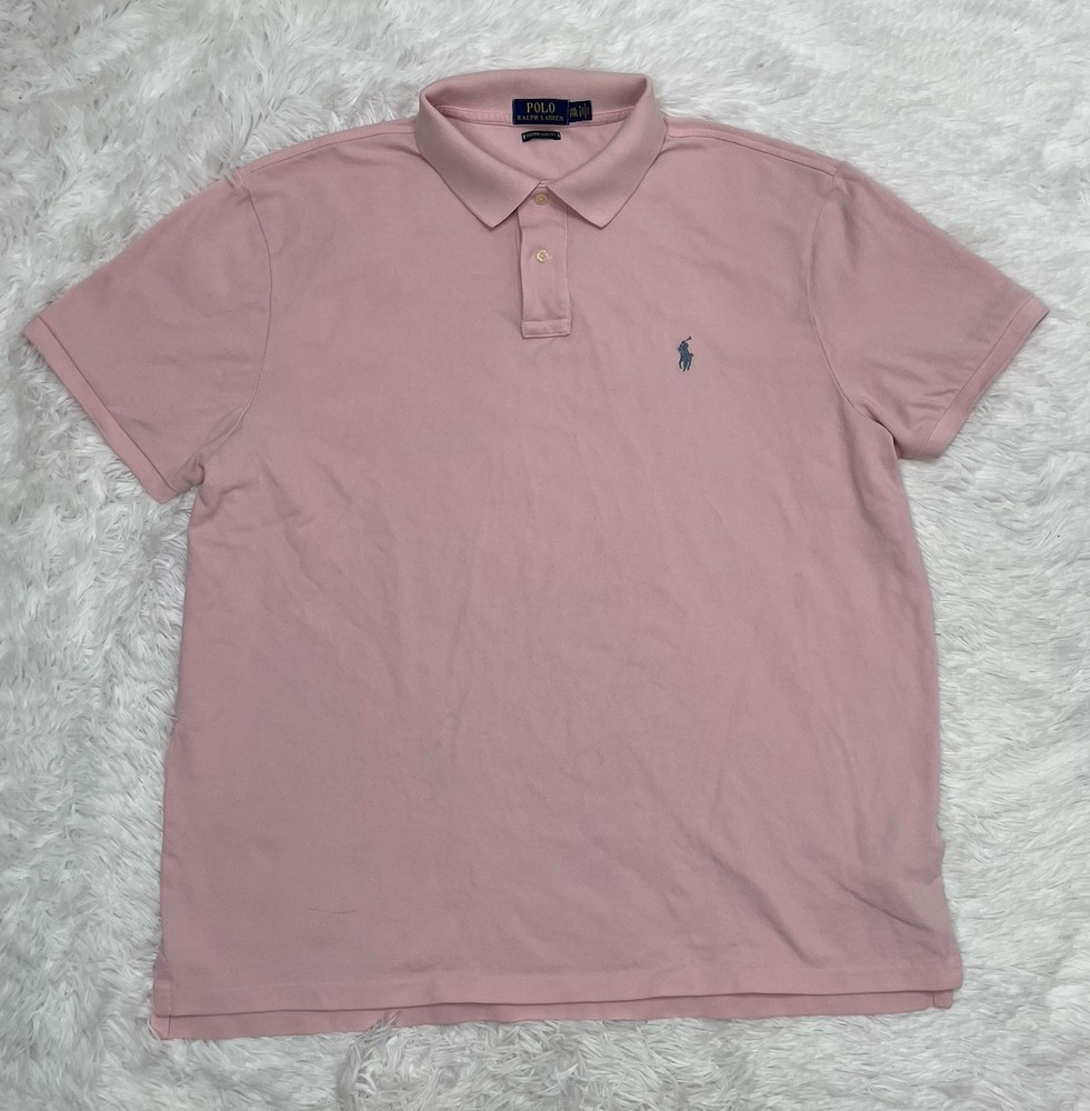 Polo Ralph Lauren Men’s Polo Shirt Size XXL Slim Fit Pink Short Sleeve Preppy
